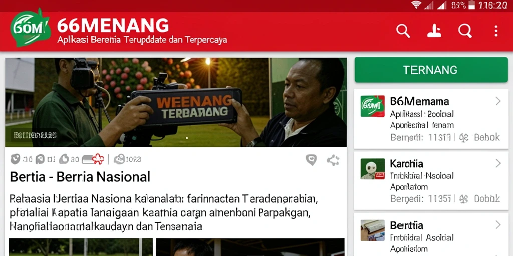 Antarmuka modern <strong>66MENANG</strong> menampilkan berita nasional terbaru.