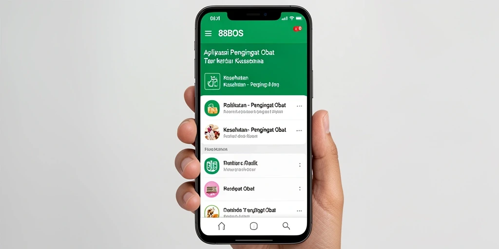 Antarmuka aplikasi 88BOS yang user-friendly untuk pengingat obat.