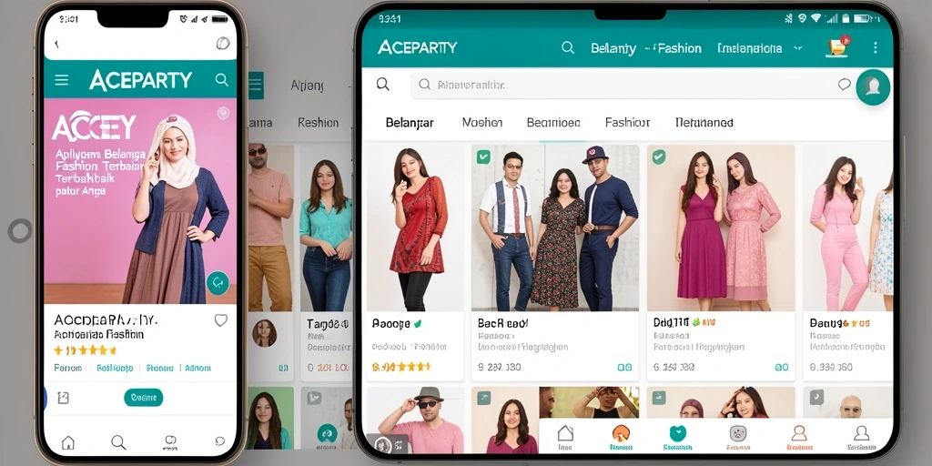Tampilan antarmuka ACEPARTY yang modern dan stylish untuk belanja fashion.