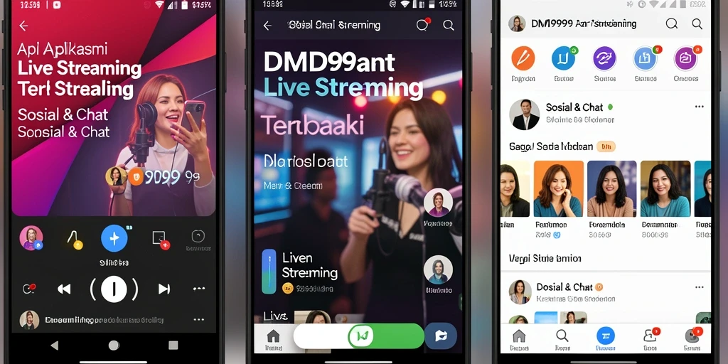 Tampilan antarmuka DMD999 dengan fitur Live Streaming yang menarik.