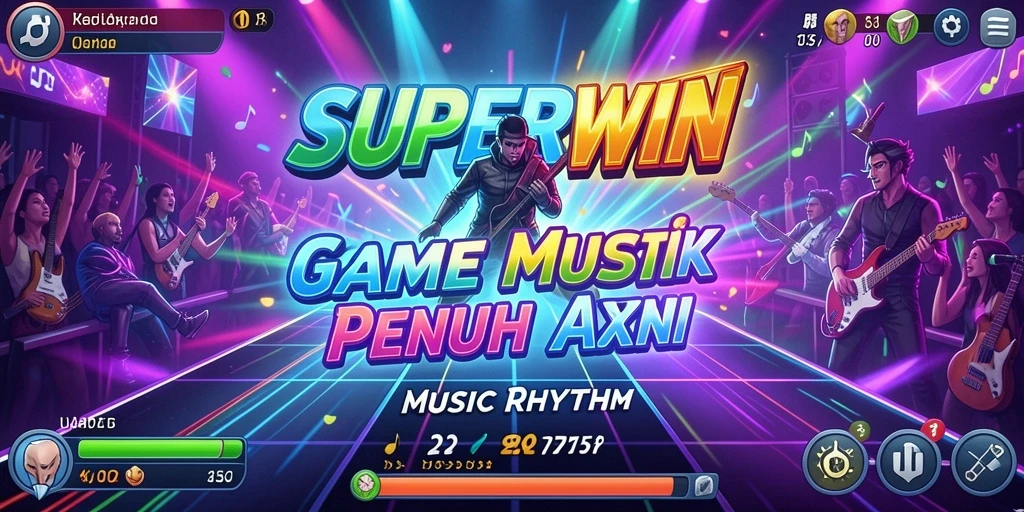 Antarmuka menarik dari SUPERWIN saat bermain Musik Rhythm.