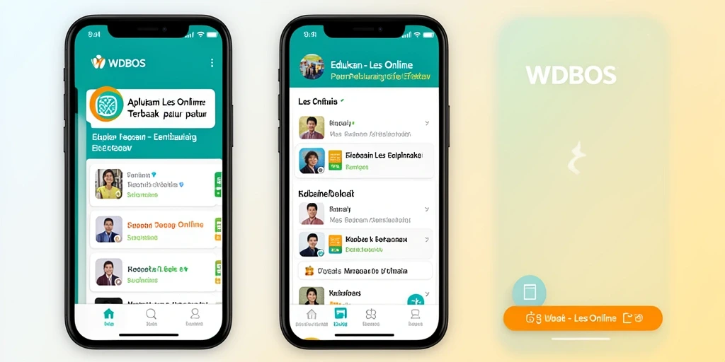 Screenshot antarmuka aplikasi WDBOS dengan fungsi Les Online yang interaktif.